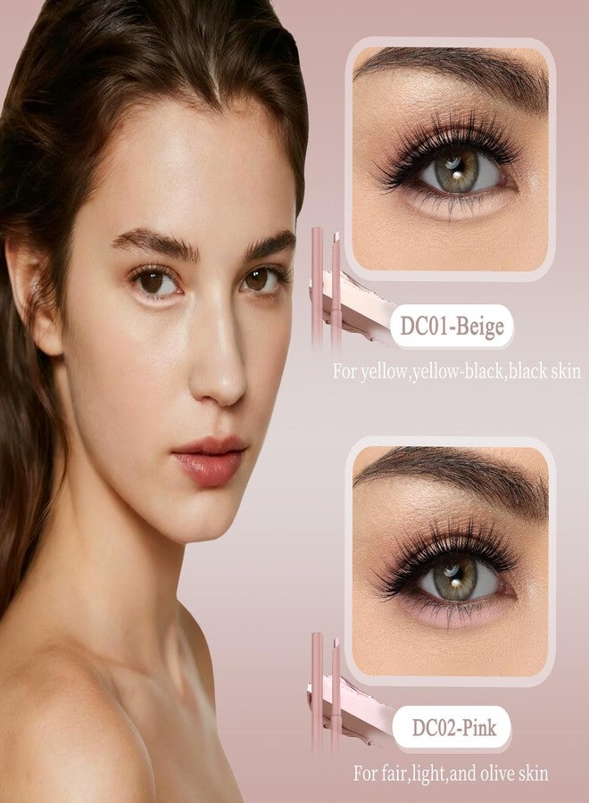 Plman 2PCS Under Eye Highlighter Stick with Brush, Waterproof & Smudge-Proof Under Eye Brightener Pencil, Highlighter Makeup Pen, Lying Silkworm Pencil Highlight & Contouring Stick (DC02-Pink) - Image 2